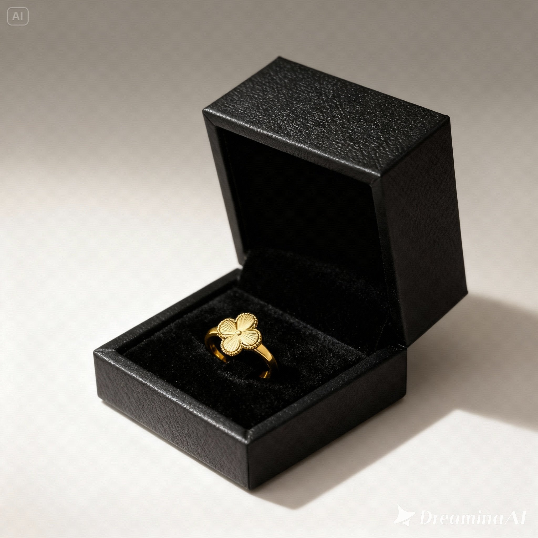 Four-leaf clover charm ring